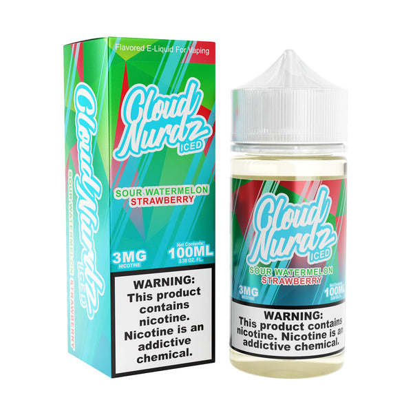 CLOUD NURDZ ICED SOUR WATERMELON STRAWBERRY E-LIQUID 100ML